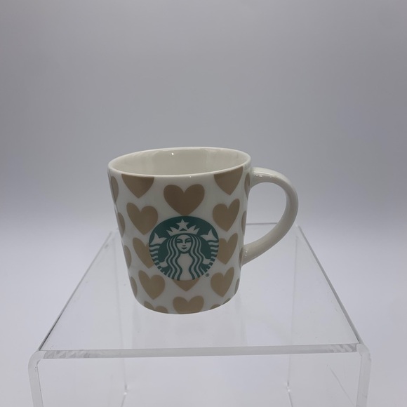 STARBUCKS Expresso Cup Mini Coffee Mug Demitasse 3 Oz 2015 Gold Hearts - Picture 2 of 8